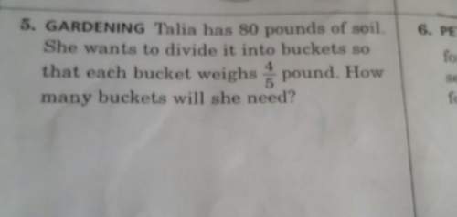 Talia has 80 pounds of soil she wants to divide it into bucket so that each bucket weighs 4/5 lb how