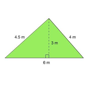 What is the area of this triangle? use the formula a=bh/2 . a. 18 m2 b. 12 m2 c. 9 m2 d. 6 m2