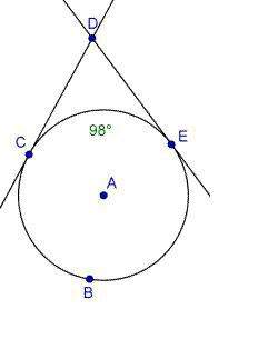 "lines cd and de are tangent to circle a shown below. lines cd and de are tangent to cir