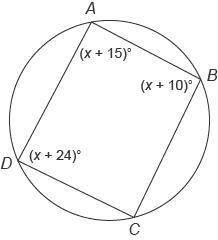 quadrilateral abcd  is inscribed in this circle. what is the measure of an