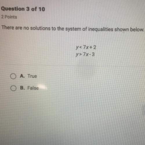 There are no solutions to the system of inequalities below  y&lt; 7x+2 y&gt; 7x-3&lt;