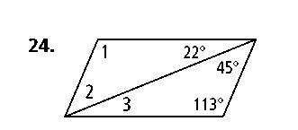 Find the measures of the numbered angles for the parallelogram below. !