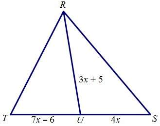 If ru is a median of triangle rst. find ru