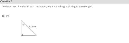 To the nearest hundredth of a centimeter, what is the length of a leg of the triangle? &lt;