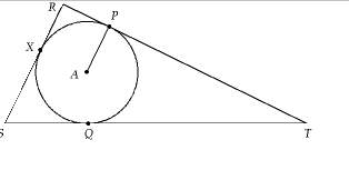 Refer to the figure to complete the following problem. given: tiangle rst is circumscri