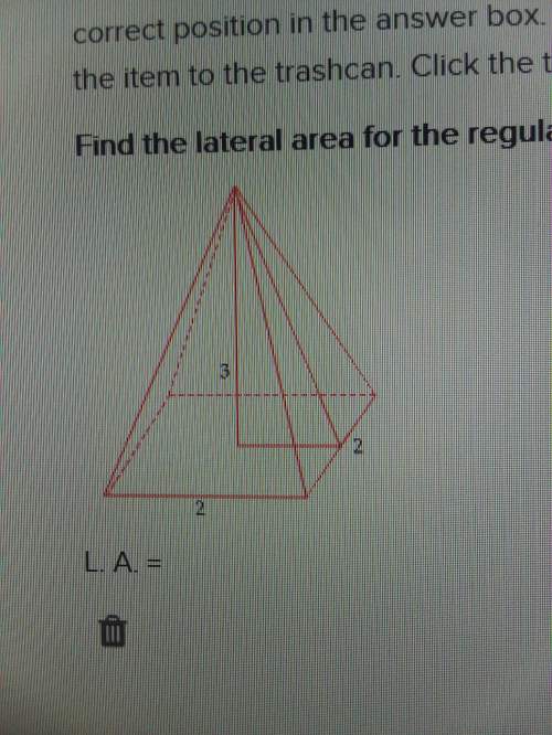 Find the lateral area for the regular pyramid. (keep it as a square root)