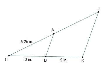What is the length of aj if ab ii jk?  8 in. 8.75 in. 10.25 in. 14 in.