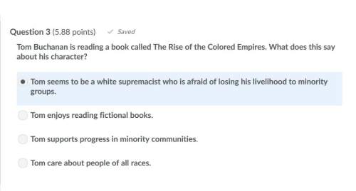 Tom buchanan is reading a book called the rise of the colored empires. what does this say about his