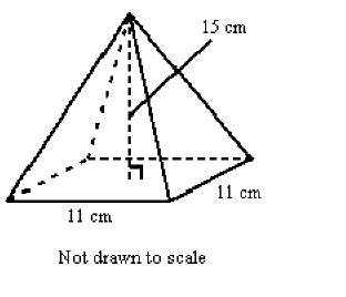 Find the volume of the square pyramid shown. round to the nearest tenth if necessary.  (pictur