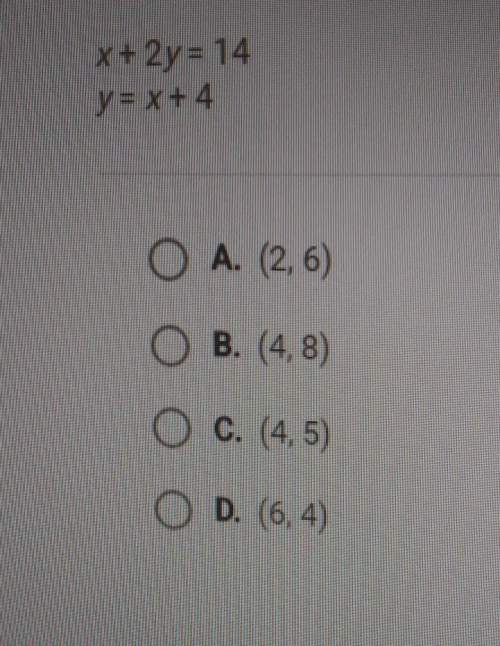 Use the substitution method to solve the system of equations. choose the correct ordered pair.