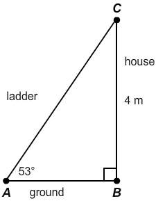 Someone  carlota has leaned a ladder against the side of her house. the ladder forms a 5