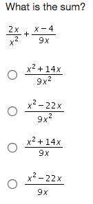What is the sum?  2x/x^2 + x-4/9x