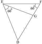 Look at the figure below:  triangle efd has the measure of angle efd equal to 60 degrees