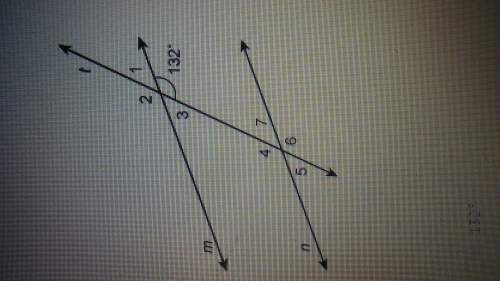 Lines m and n are parallel. what is the measure of angle 3? a. 132°b. 180°c. 48°