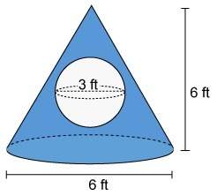 The figure is a cone with a sphere within it. to the nearest whole number, what is the a