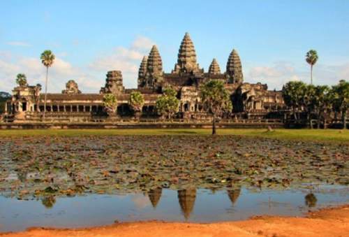 The temple in the photo above, angkor wat in cambodia, is an example of architecture. a. hind