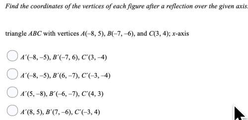 Find the coordinates of the vertices of each figure after a reflection over the given axis.