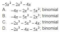 Write the polynomial in standard form. then identify the polynomial by the number of terms.