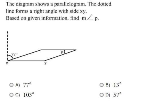 (picture provided) the diagram shows a parallelogram. the dotted line forms a right angle with