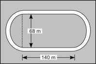 Arunning track in the shape of an oval is shown. the ends of the track form semicircles.