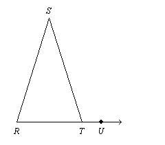 Find the value of x. the diagram is not to scale. given: ∠srt ≅ ∠str, m∠srt = 28, m∠stu = 2x