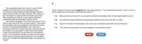 Which sentence from the article supports the main idea sentence, "the presidential elections in iran