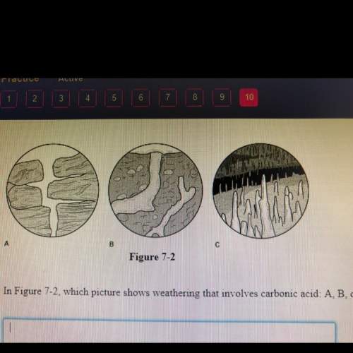 In figure 7-2 which picture shows weathering that involves carbonic acid? a, b, or c