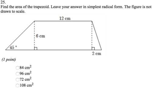 find the area of the trapezoid. leave your answer in the simplest radical form. the figure is