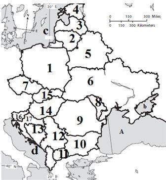 Identify countries 10 and 16a bulgaria and sloveniab bosnia and macedo