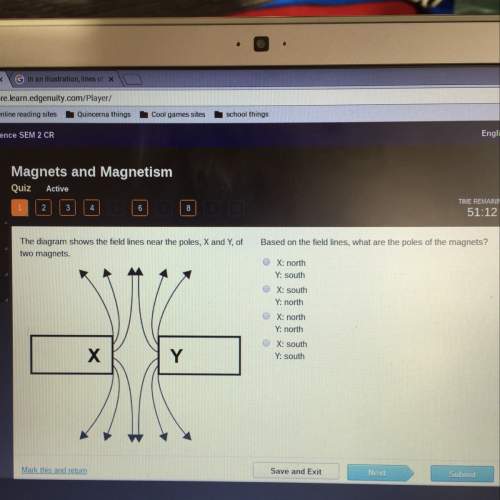 The diagram shows the filed lines near the poles, x and y, of two magnets.  based in the