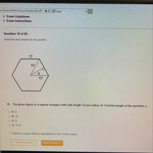 12 18. the given figure is a regular hexagon with side length 12 and radius 10. find the lengt