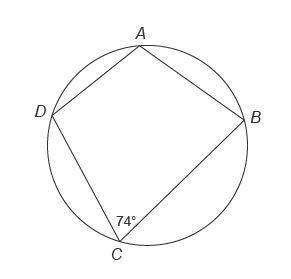 quadrilateral abcd  is inscribed in this circle. what is the measure of ∠a