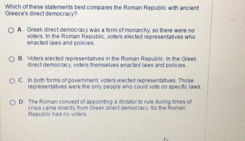 Which of these statements best compares the roman republic with ancientgreece's direct democracy? o