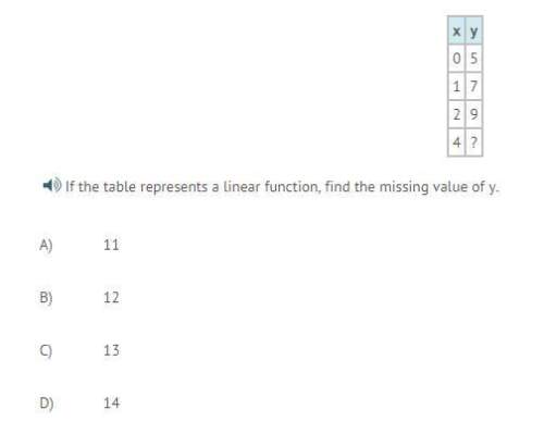 If the table represents a linear function, what's the missing value of y?  a) 11