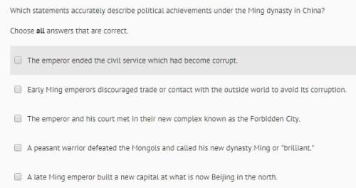 Can't get this  which statements about political achievements under the ming dynasty in china