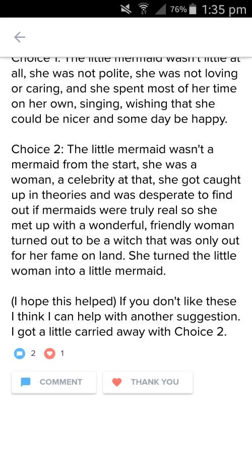 Can someone me write a modern twist on the little mermaid this is due using option 2