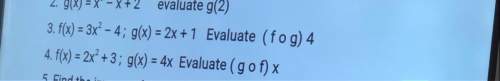 3. f(x)= 3x^2-4; g(x)=2x+1 evaluate (fog)4