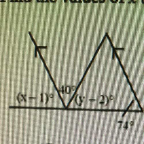 Ineed this ! i will mark brainliest if correct find the values of x and y. the diagram is not