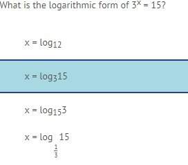 What is the logarithmic form of 3ˣ = 15?