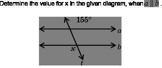 Determine the value of x in the given diagram, when a║b.