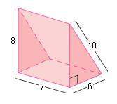 Find the volume of the prism. a. 168 units^3 b. 210 units^2 c. 210 units^3