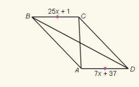 Find the value of x which abcd must be a parallellogram?  x =