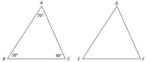 Δabc ≅ δdef  for each of the following angles, name the angle that is congruent.