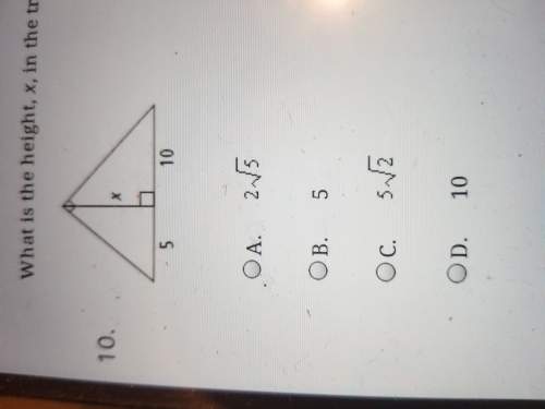 What is the height, x, in the triangle below?