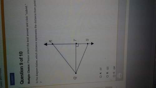 In the diagram below which distance represents the distance from point q to line rs? a. rt b.qs c.q