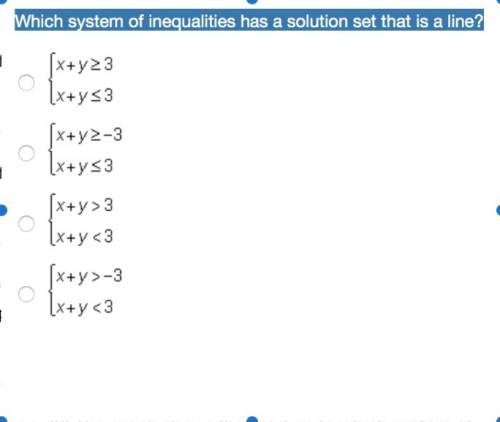 Which system of inequalities has a solution set that is a line?