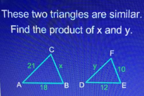 *. image attached. these two triangles are similar. find the product of x and y.