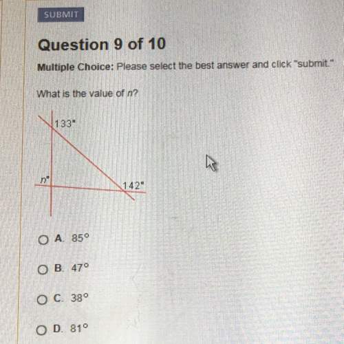 What is the value on n?  a. 85 b. 47 c. 38 d. 81