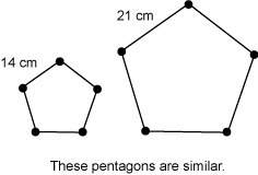 Apair of corresponding sides of two similar pentagons have lengths of 14 cm and 21 cm. what is the r