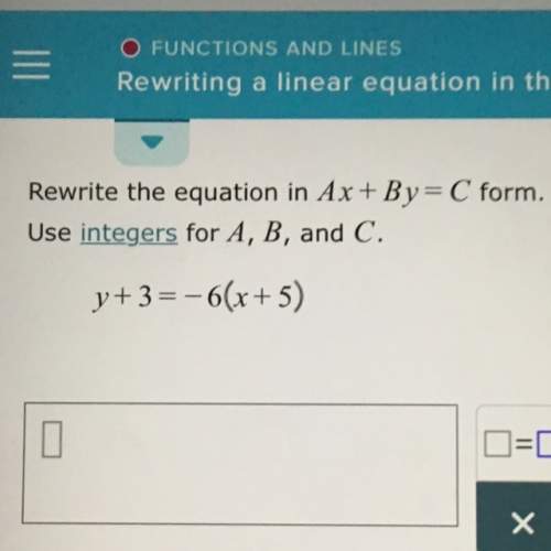 Rewrite the equation in ax+bx=c form. use integers for a b and c. y+3=-6(x+5)